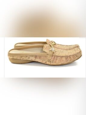 Stuart Weitzman Cork Mules Beige Cork-Pattern Slip-On Mules 8,5